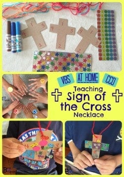 Fun & frugal craft to help teach kids the proper way to pray the Catholic Sign of the Cross. Great for CCD, homeschool, VBS, and families.