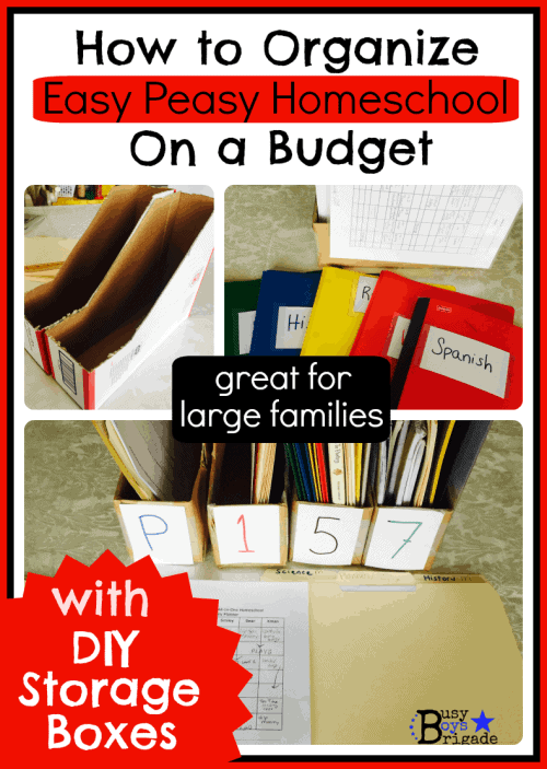 How To Organize Easy Peasy Homeschool On a Budget with DIY Storage Boxes