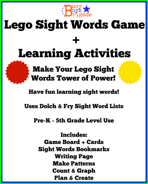Lego sight words game and learning activities