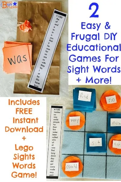 DIY sight word games