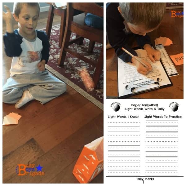 paper basketball sight words