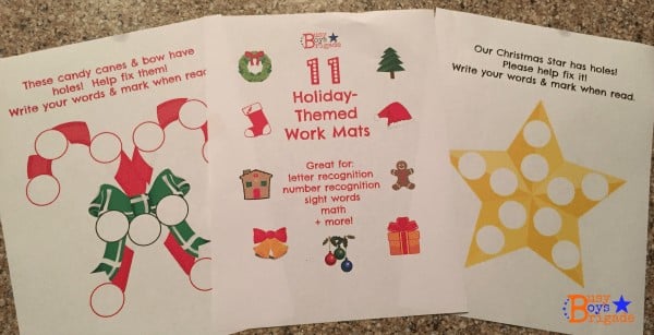 holiday-themed work mats