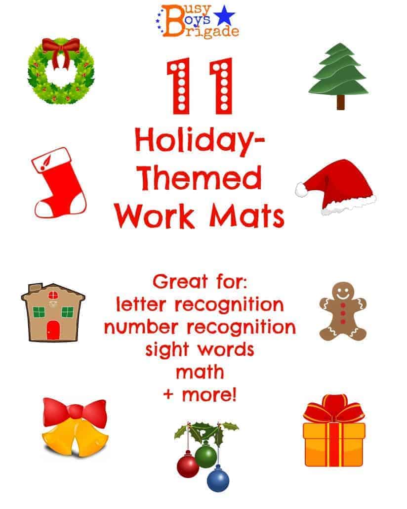 holiday-themed work mats