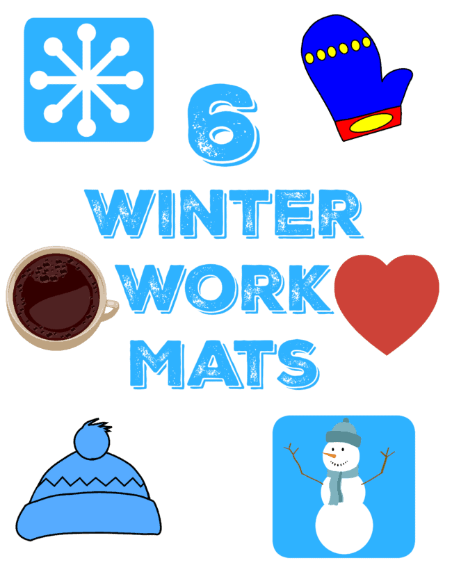 free printable pack of 6 winter work mats