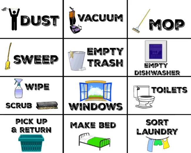free printable for learning through chore cards