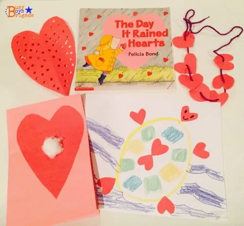 Valentine\'s Day activities based on The Day It Rained Hearts book