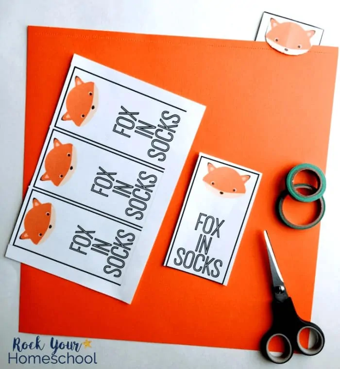 Make fun Fox in Socks bookmarks included in this free printable pack.