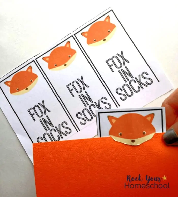 These cute bookmarks are easy activities to enjoy with kids as you extend the learning fun with Fox in Socks.