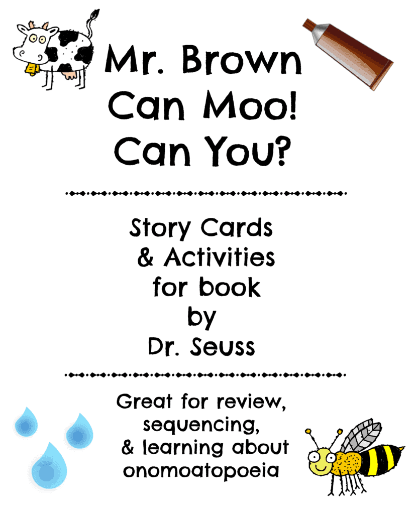 Mr. Brown Can Moo! Can You? Story Cards & Activities Rock Your Homeschool