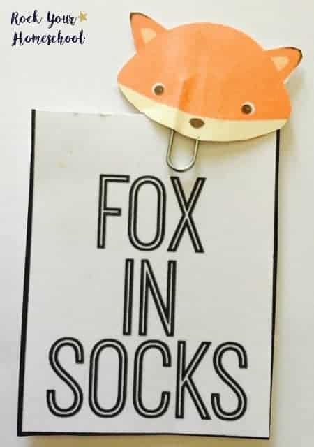 Super cute & easy to make bookmark craft for kids featuring Fox in Socks by Dr. Seuss.
