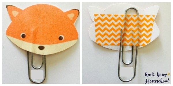 free printable Fox in Socks bookmarks with paperclips and washi tape