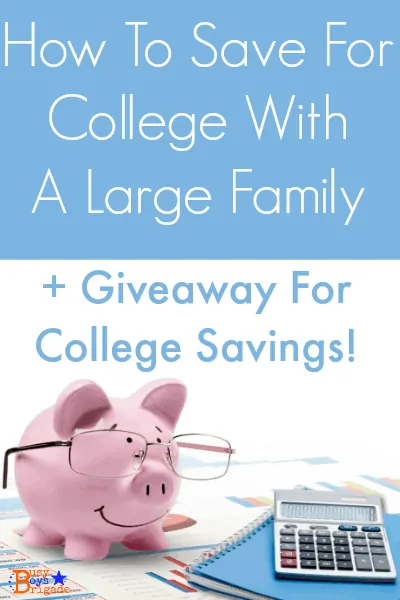 Find 11 tips & ideas on how to save for college with a large family plus giveaway for college savings.