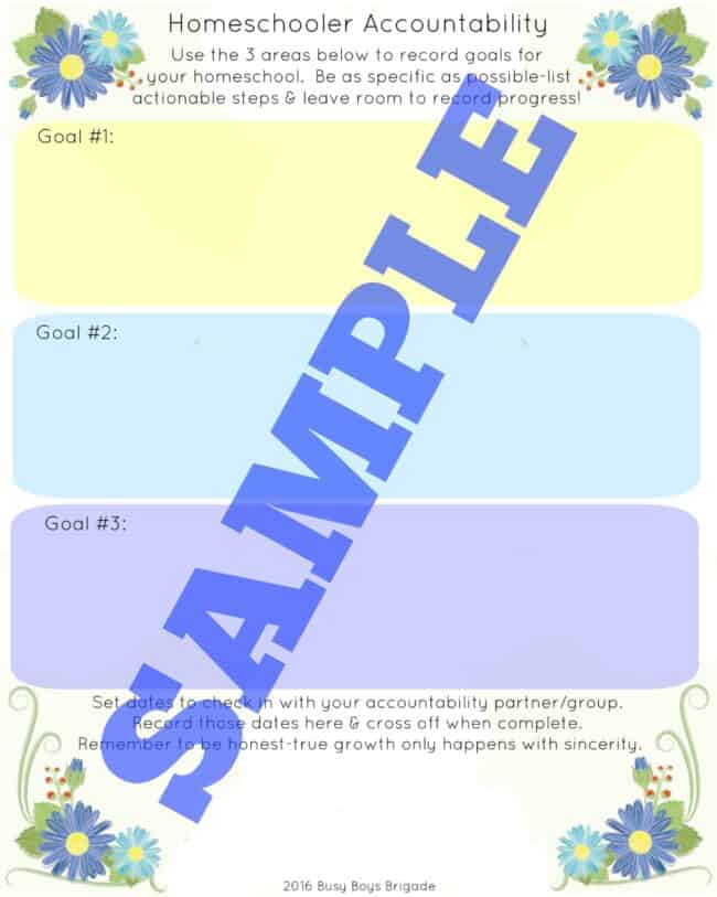 Homeschooler Accountability worksheet sample.