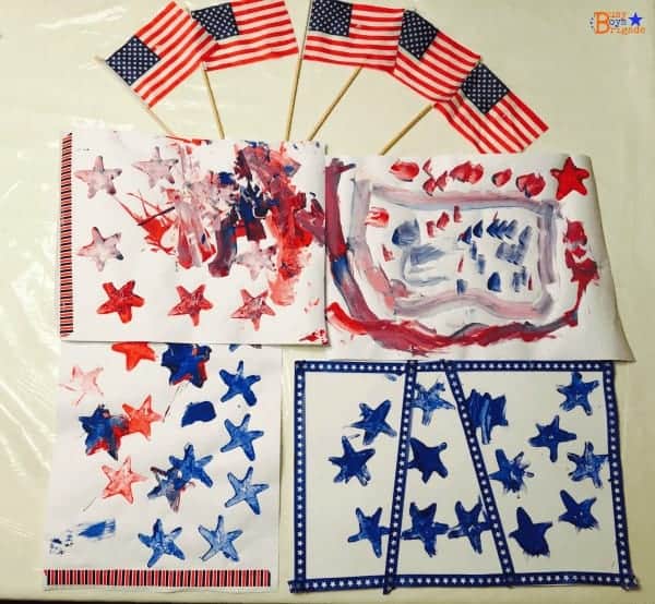 A fun & easy patriotic craft for kids using star potato stamps.