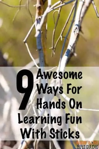 Check out these 9 awesome ways for hands on learning fun with sticks! Kids will love these activities for art, crafts, math, & more!