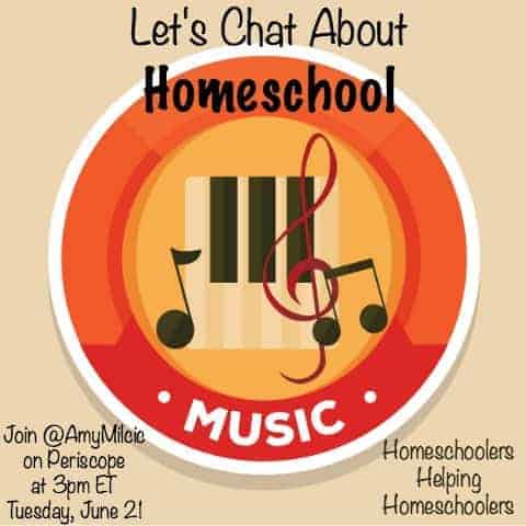 Let's chat about homeschool music is a Periscope & blog series for homeschoolers helping homeschoolers find the best curriculum.