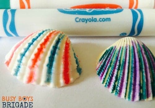 You can make cool patterns using markers on seashells for learning funl