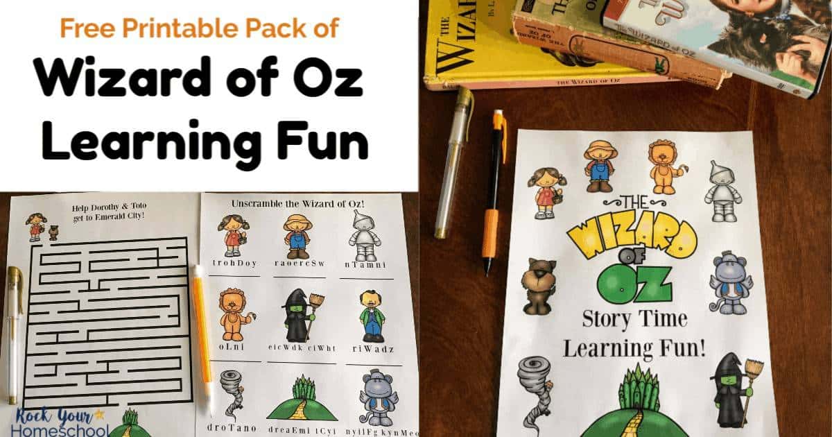 Free Printable Pack of Wizard of Oz Learning Fun Rock Your Homeschool