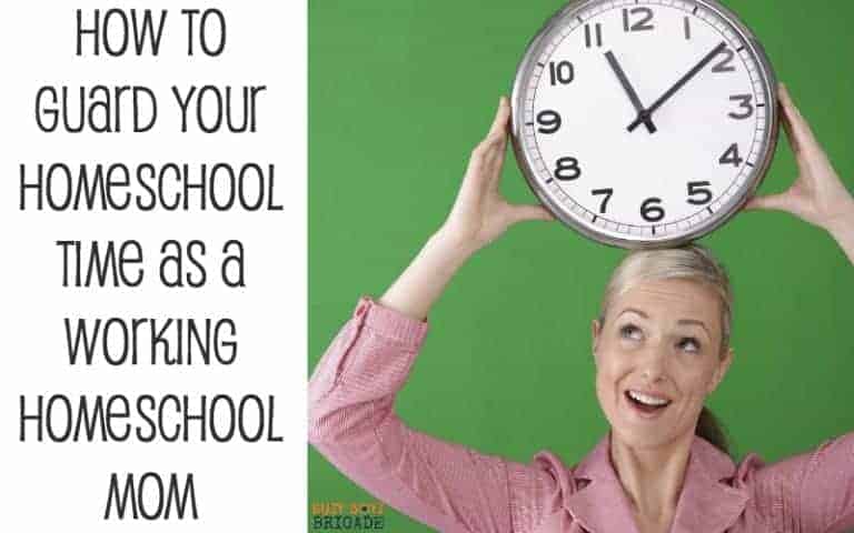 woman holding analog clock above her head to feature how to guard your homeschool time as a working homeschool mom