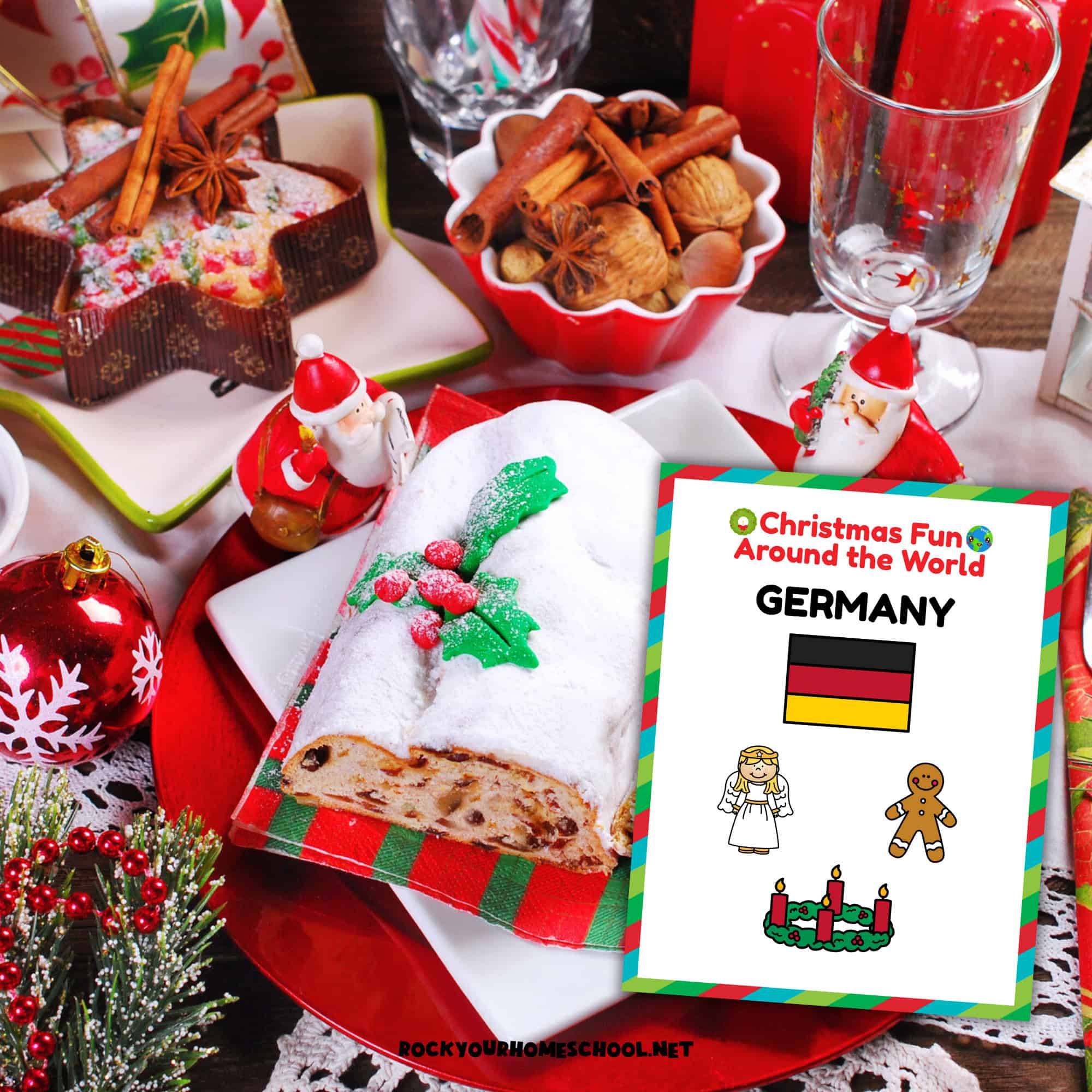 Christmas in Germany homeschool activity with German holiday foods and printable learning page.