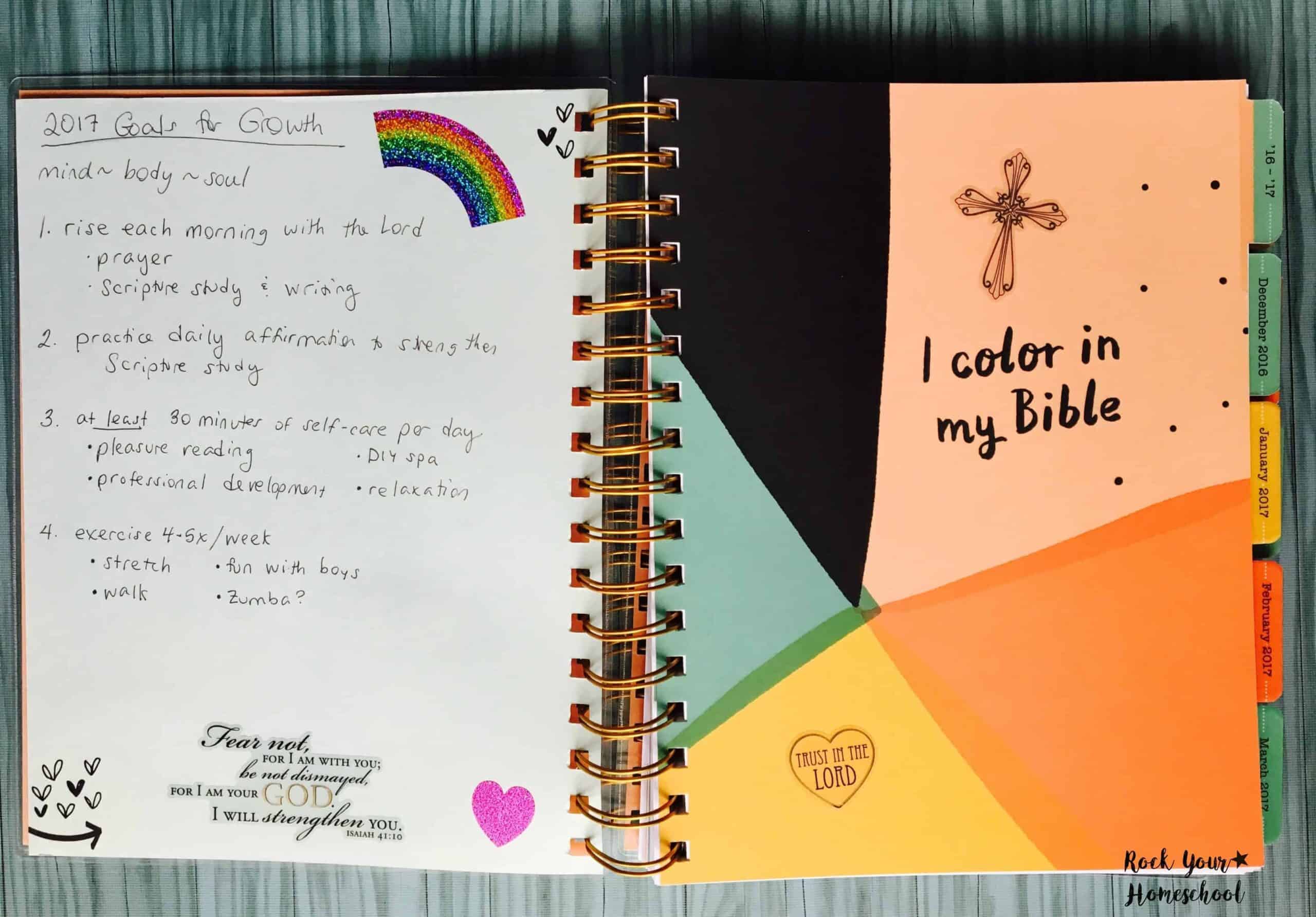 Homeschool moms can practice daily self-care with scripture journaling.
