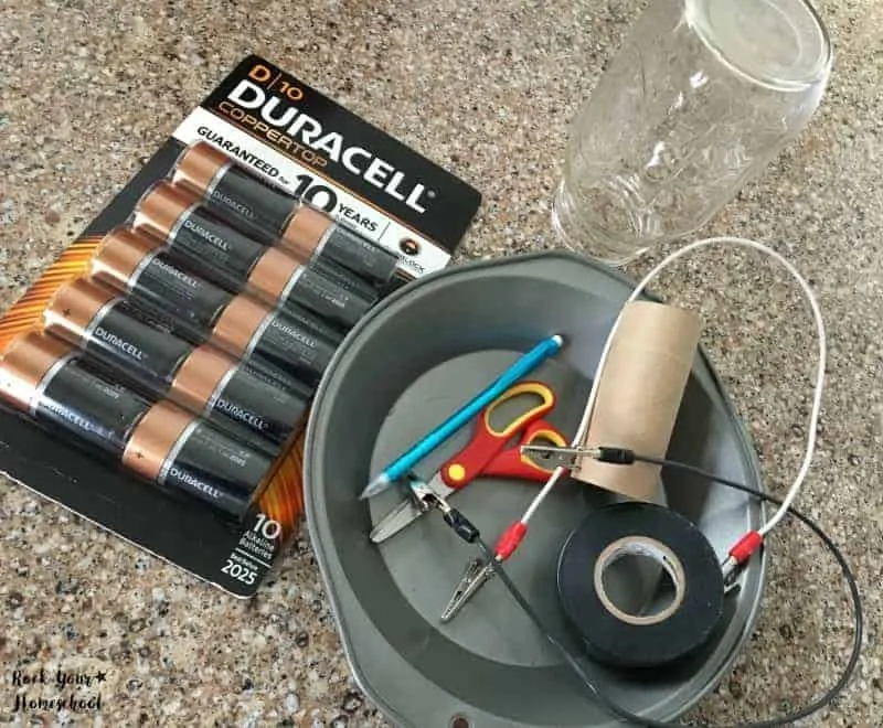 Only a few materials necessary to complete this awesome hands-on project for building a light bulb with this Thomas Edison online unit study.