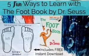 free printable pack for fun ways to learn with The Foot Book by Dr. Seuss