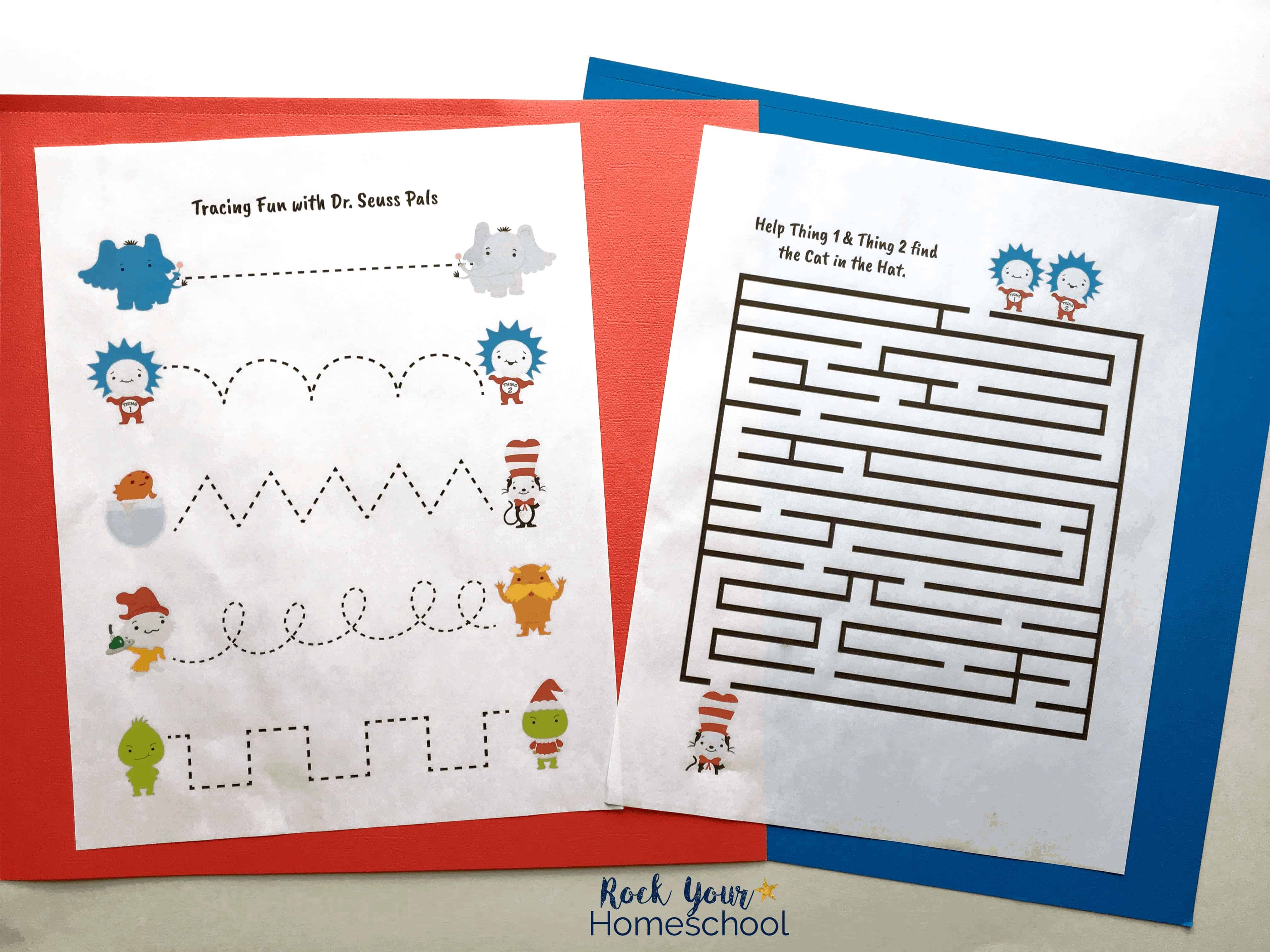 Enjoy the tracing pages & mazes in this free printable pack of Learning Fun with Dr. Seuss Pals.
