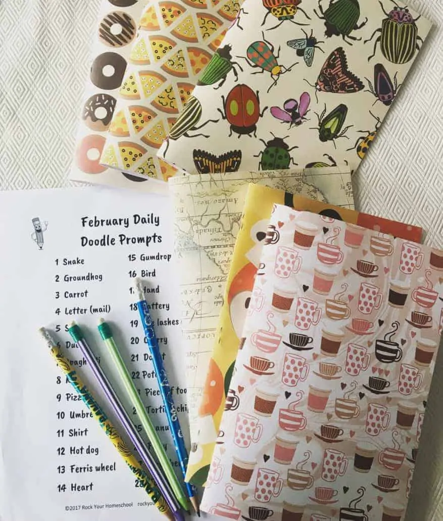 Check out our DIY Doodle Notebooks! Great way to store your doodle prompts.