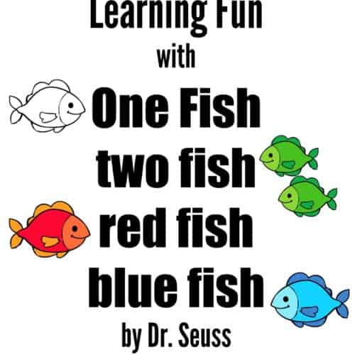 free printable cover for Learning Fun with One fish two fish red fish blue fish by Dr. Seuss