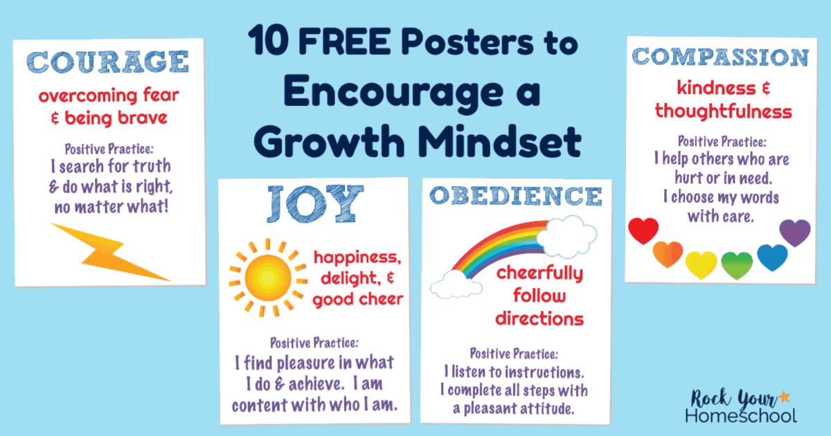 These 10 free character education posters are excellent tools for teaching your kids about growth mindset principles.