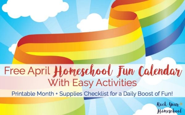 free printable April homeschool fun calendar