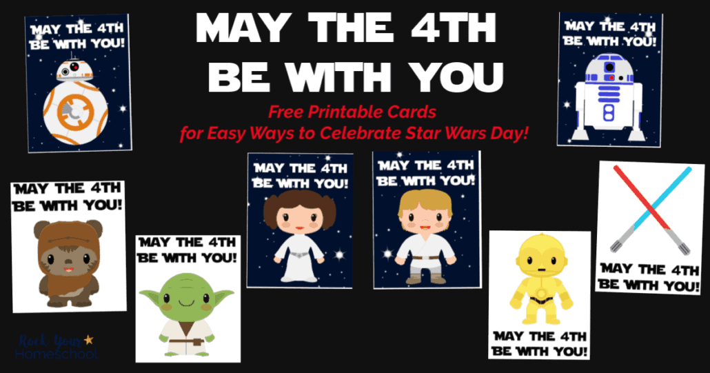 These free Star Wars cards are easy ways to celebrate May The 4th Be With You Day with kids.