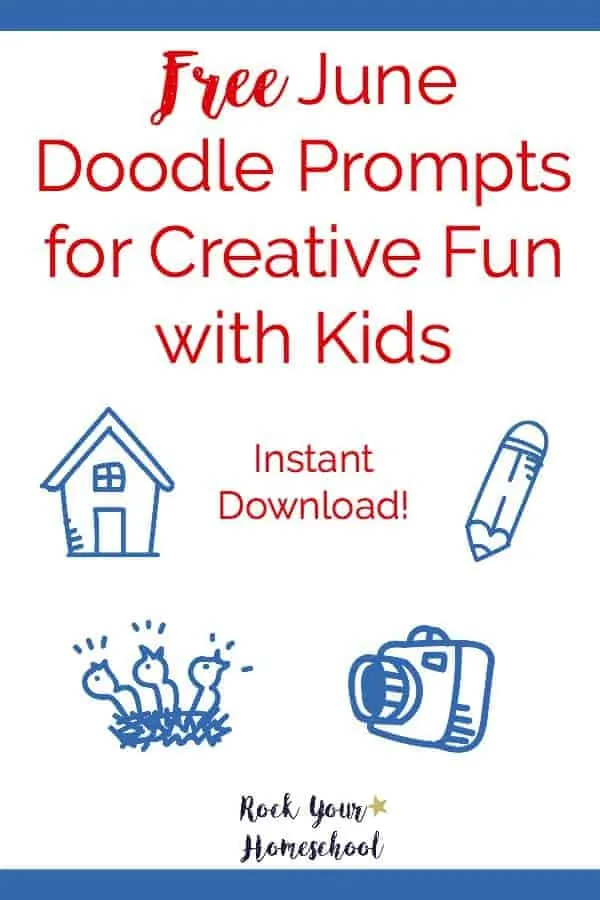 Join the daily doodling fun! Free instant download of June Doodle Prompts for creative fun with kids. Great way to connect:)