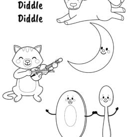 Preschool Enchantment Unit Study - Hey Diddle Diddle Coloring Page 275x275