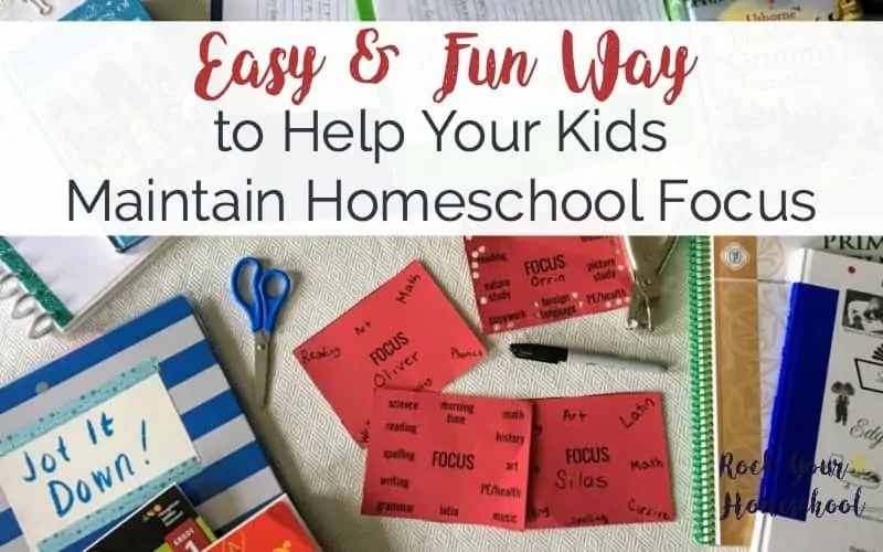 If your kids have trouble maintain focus on their work, try this easy and fun homeschool focus tool. A punch or sticker card is a great visual reminder to keep kids motivated.