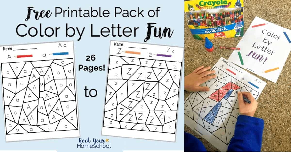 free printable pack of color by letter fun worksheets rock your homeschool