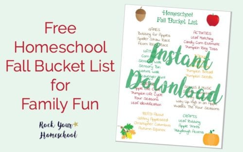 Get ready for some awesome autumn learning & family fun with this free printable Homeschool Fall Bucket List.