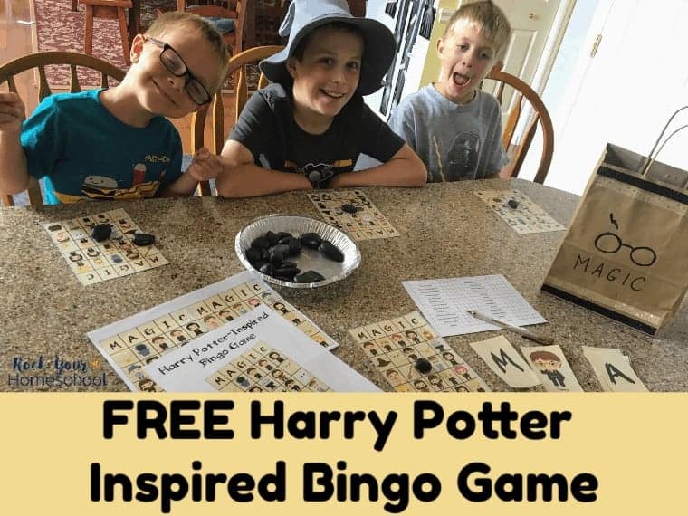 Free printable pack of Harry Potter-Inspired Bingo Game that your kids will love! Enjoy a this fun & easy-to-use game for parties, brain breaks, & every day fun.