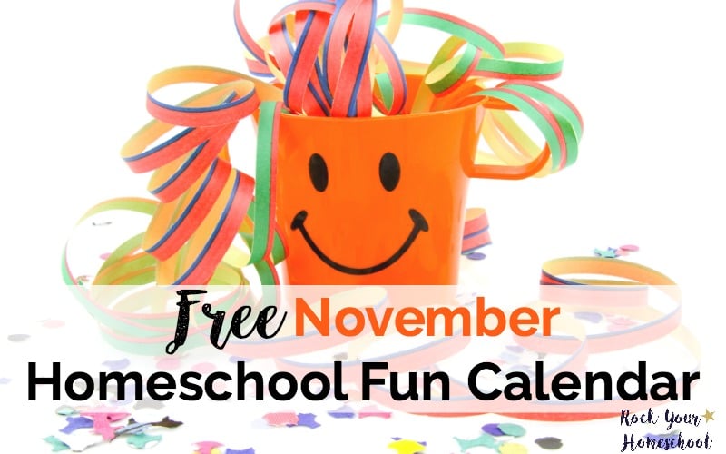Free November Homeschool Fun Calendar for 2017