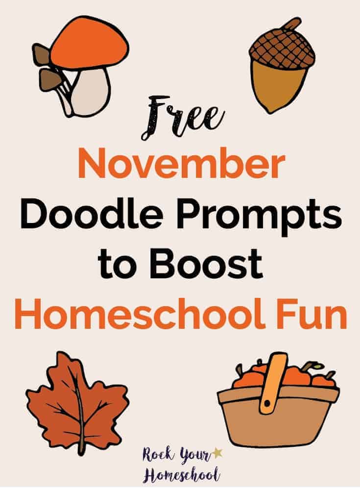 Boost your homeschool fun with these easy-to-do daily November doodle prompts. Free instant download!