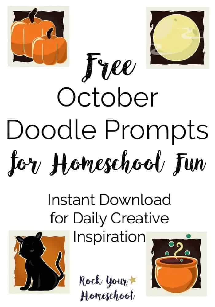 Get your free instant download of October Doodle Prompts for homeschool fun. Easy way to boost homeschooling and create special memories with your kids.