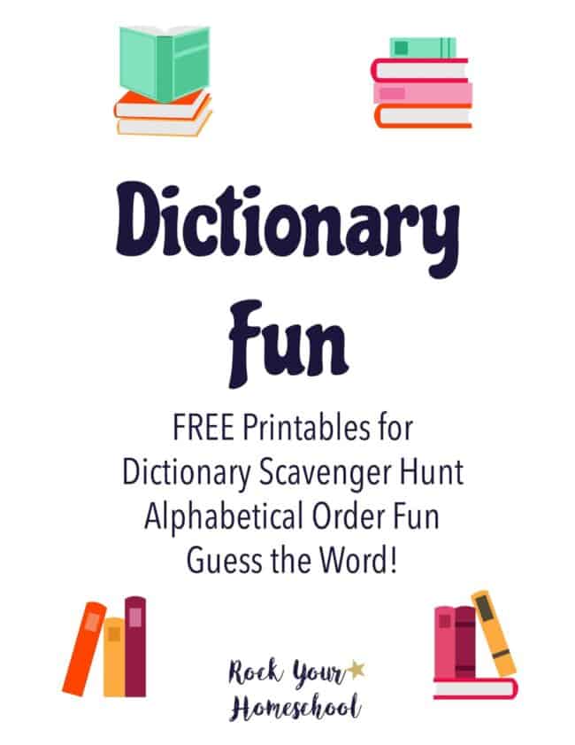 free printable dictionary fun activities pack