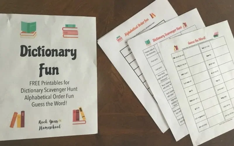 Have Dictionary Fun with kids with this free printable pack.