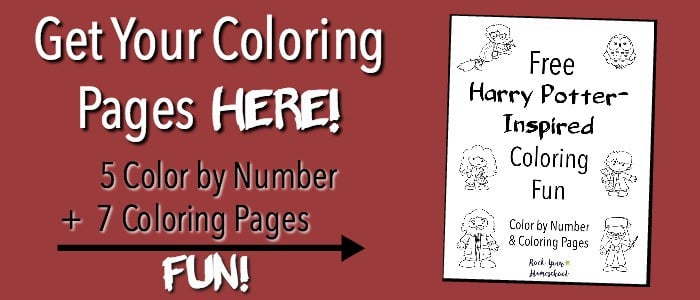 Get your 12 free Harry Potter-Inspired Coloring fun pages now!