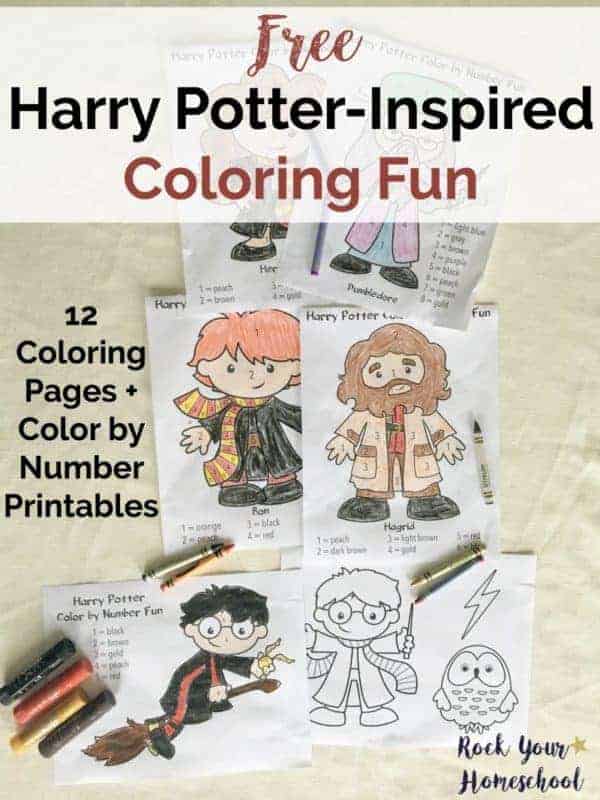 Have Harry Potter-Inspired coloring fun with your kids with these free printable pages.