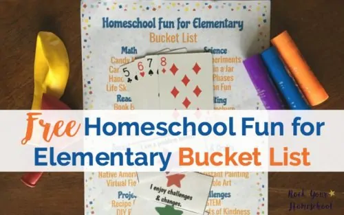 Plan and prepare for awesome learning fun in your homeschool with this free printable Homeschool Fun for Elementary Bucket List. Great ideas for inspiration and motivation to create special memories with your kids.