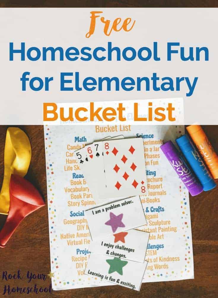 Plan and prepare for awesome learning fun in your homeschool with this free printable Homeschool Fun for Elementary Bucket List. Great ideas for inspiration &amp; motivation to create special memories with your kids.