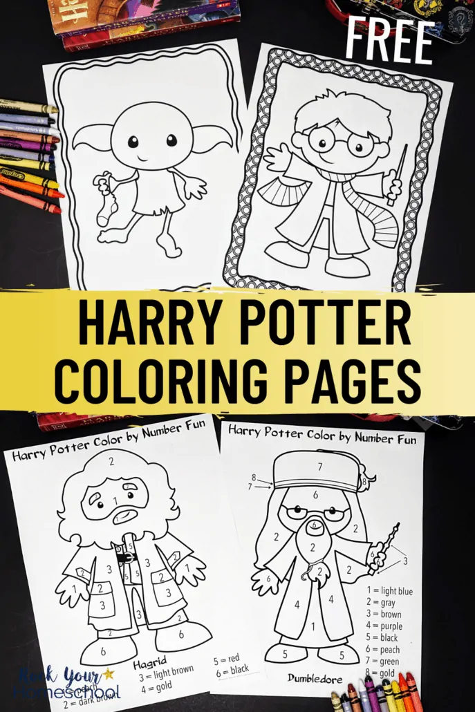 Harry Potter coloring pages and Harry Potter color-by-number pages to feature how you can have creative fun with these free printable coloring pages for kids