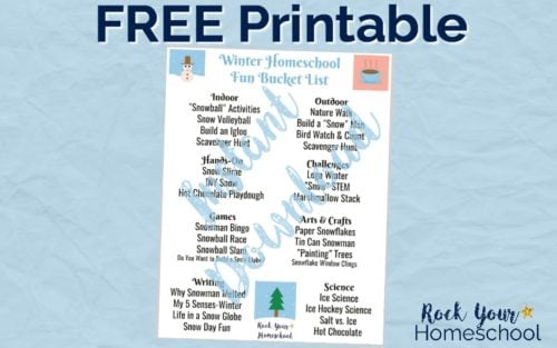 free printable winter homeschool fun bucket list